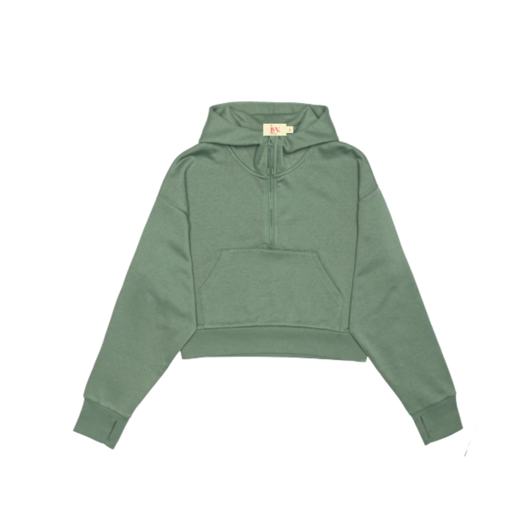 cropped 1/2 zip hoodie