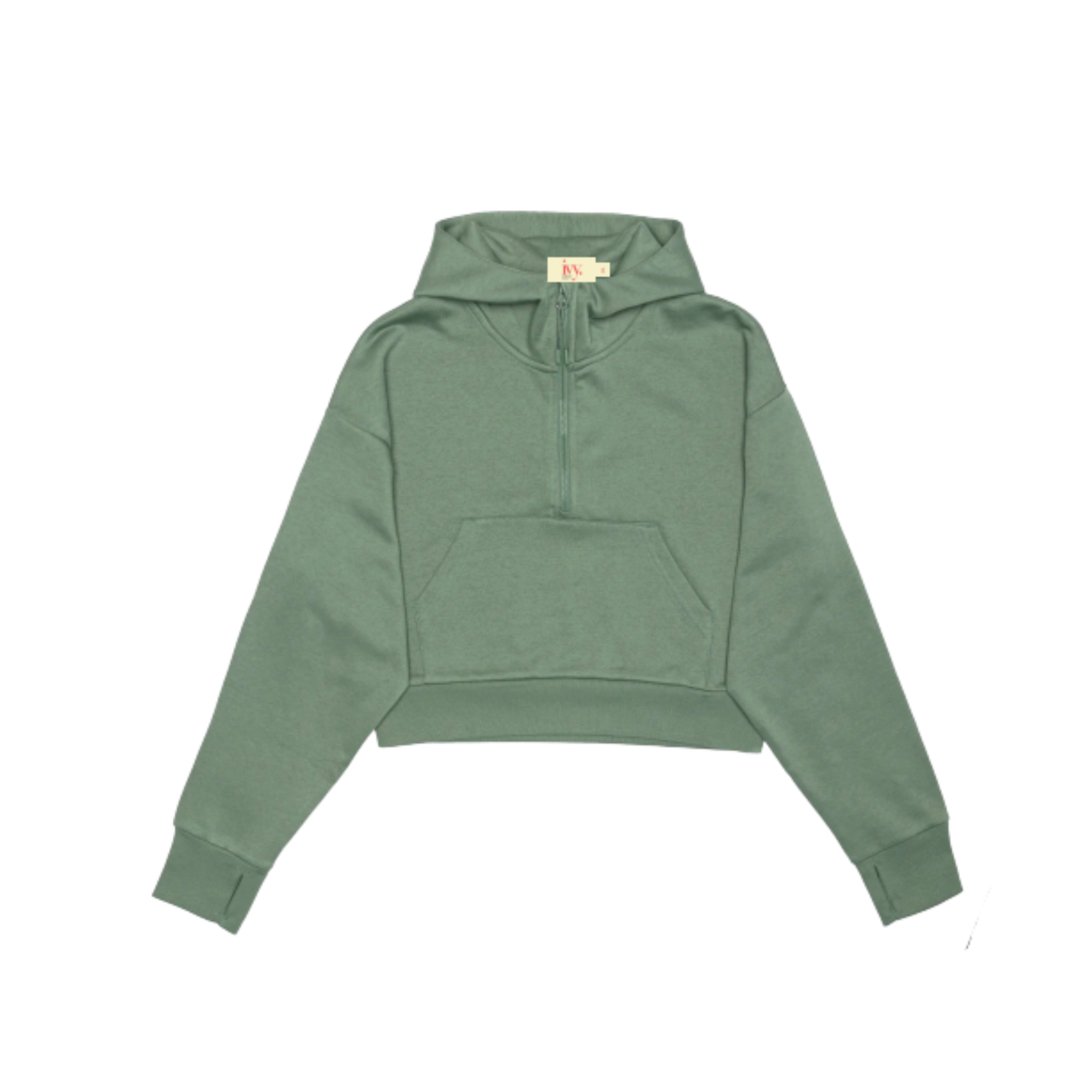 cropped 1/2 zip hoodie